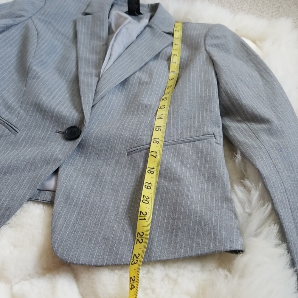 Ann Taylor Gray Pinstripe One Button Jacket - Picture 7 of 8